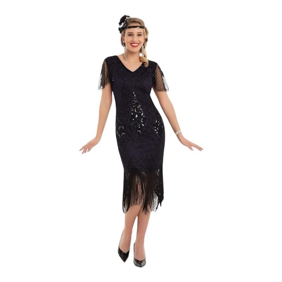 PrettyGuide Women's 1920s Dress Sequin Art Deco Flapper
Dress with Sleeve size M - Picture 1 of 12